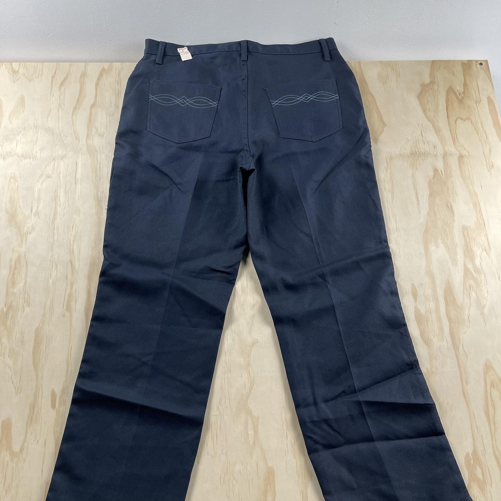 Vintage Blue Chino Pants Mens 37x30‎ Workwear Straight Leg Embroidered Detail